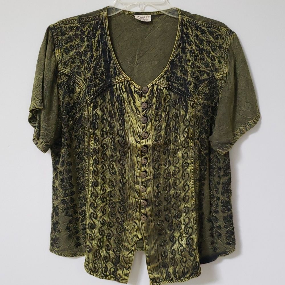 Magic Shirt Womens OS Intricate Embroidered Forest Fairy Whimsigoth Goblin